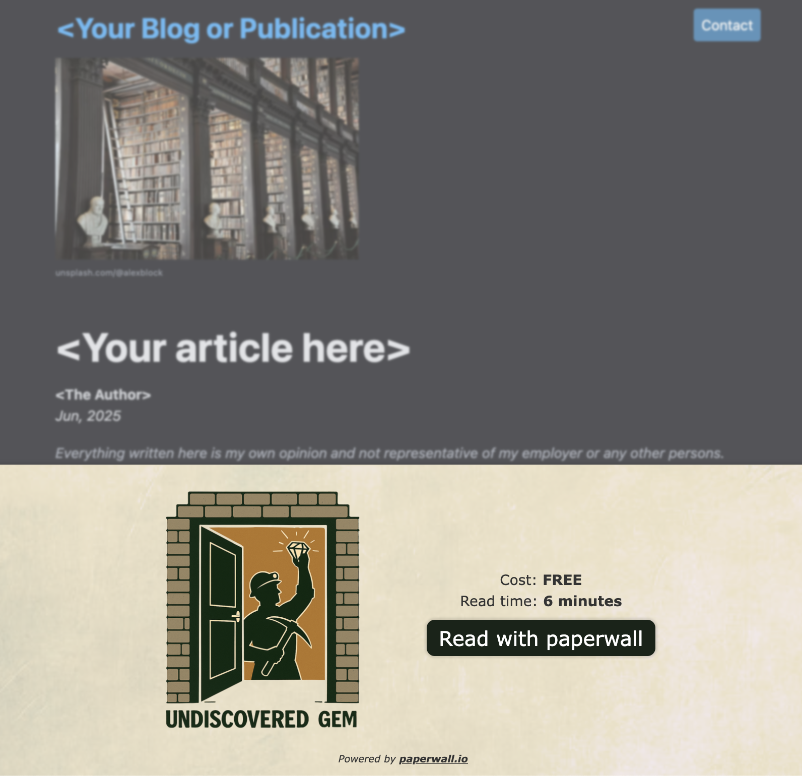 Demo wall on a sample publication